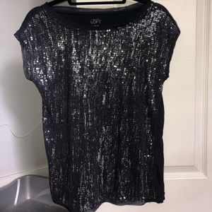 Blue sequin blouse that is great for parties!